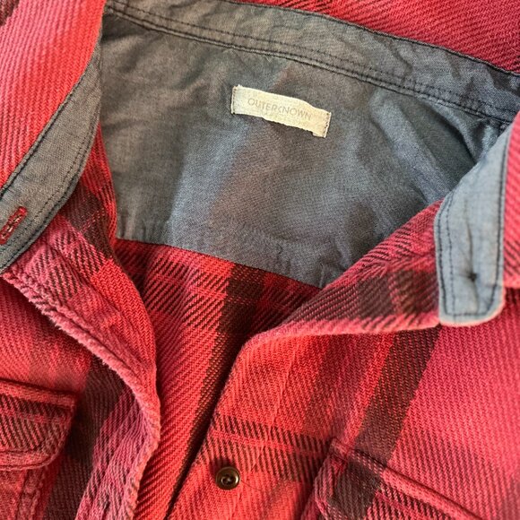 Outerknown Women's Blanket Shirt I Dusty Red Cusco Plaid I M/L - Picture 7 of 7
